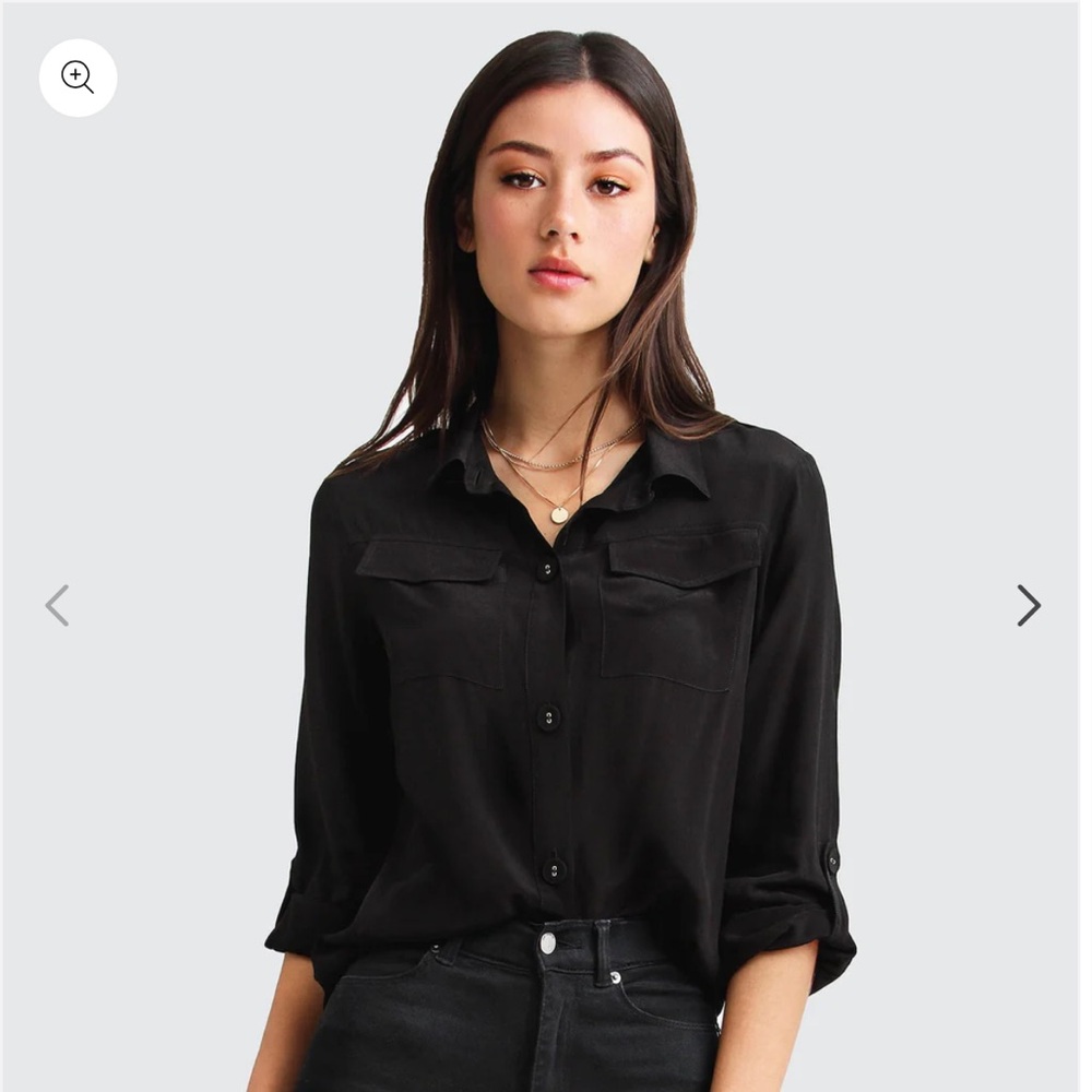 Belle & Blume Eclipse Black Button-Down Shirt — Women's Classic Utility Blouse